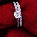 Silver CZ Engagement Ring Set