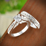 Silver CZ Engagement Ring Set