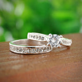 Silver CZ Engagement Ring Set